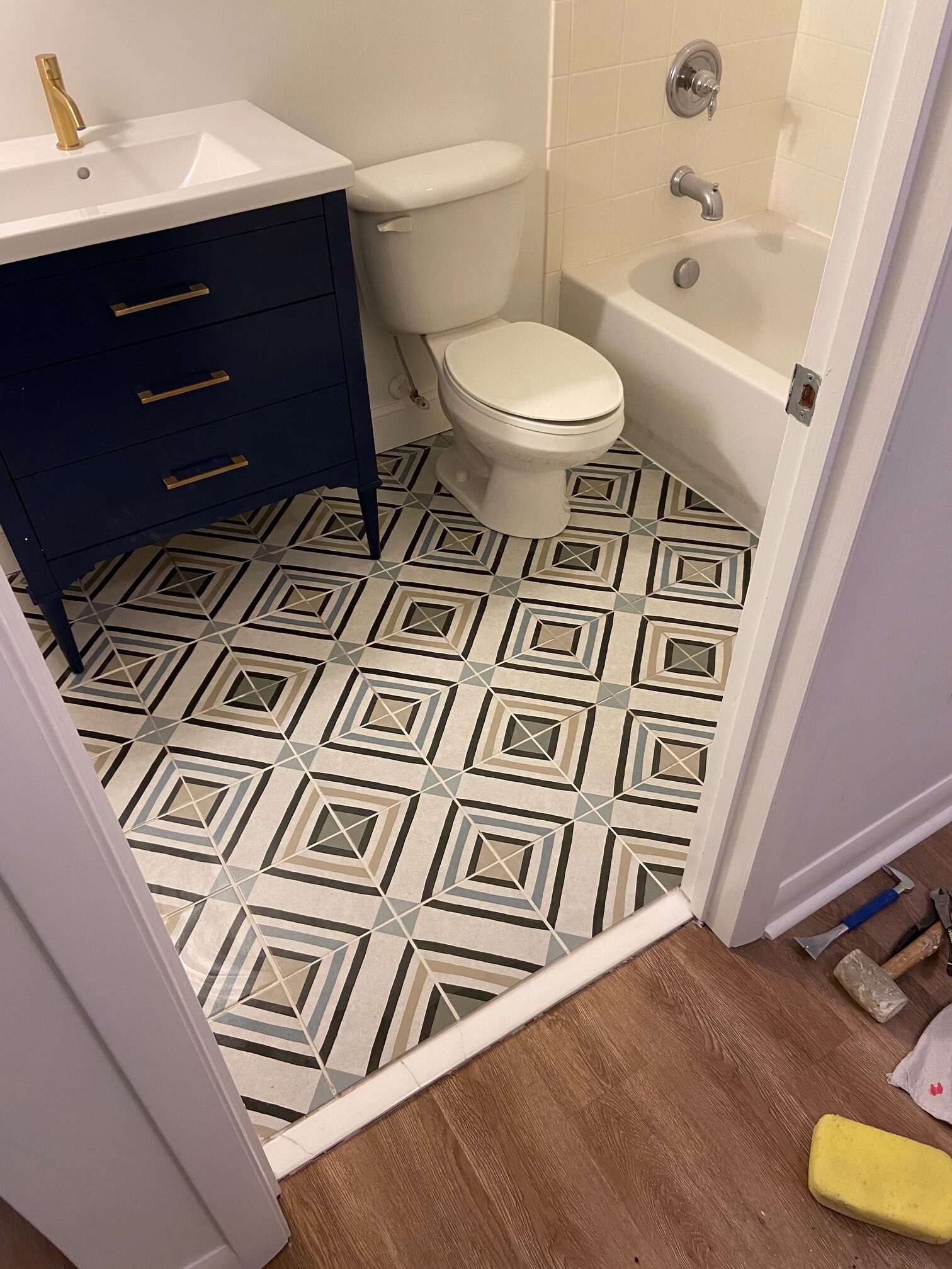New bathroom floor installed by John the Handyman in Charlotte, NC